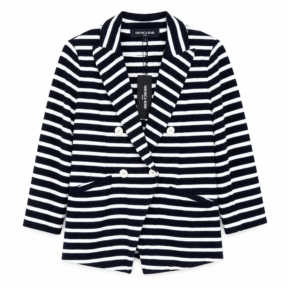 Veronica Beard Ortiz Nautical Striped Terry Knit Blazer Jacket Medium NWT